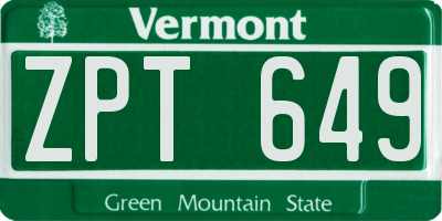 VT license plate ZPT649
