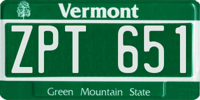 VT license plate ZPT651