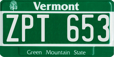 VT license plate ZPT653