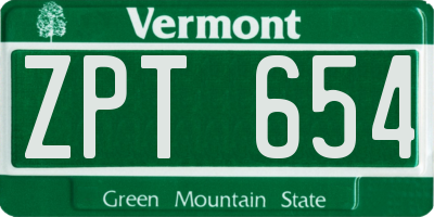 VT license plate ZPT654