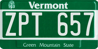 VT license plate ZPT657