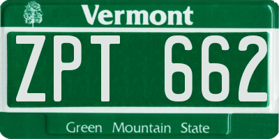 VT license plate ZPT662