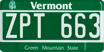 VT license plate ZPT663