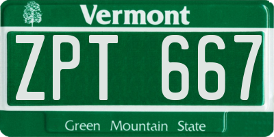 VT license plate ZPT667