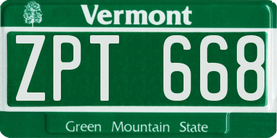 VT license plate ZPT668