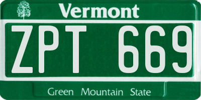 VT license plate ZPT669