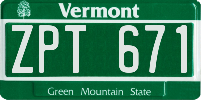 VT license plate ZPT671