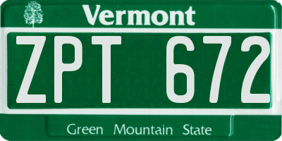 VT license plate ZPT672