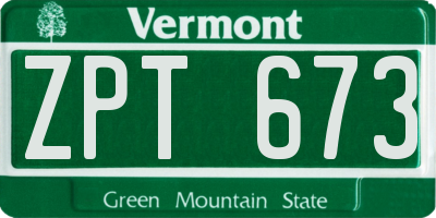 VT license plate ZPT673