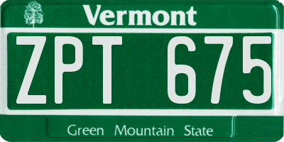 VT license plate ZPT675