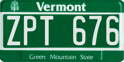 VT license plate ZPT676