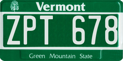 VT license plate ZPT678