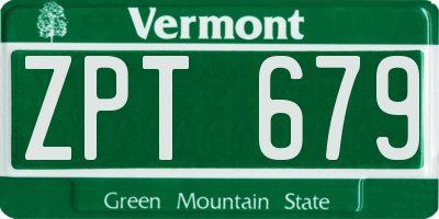 VT license plate ZPT679