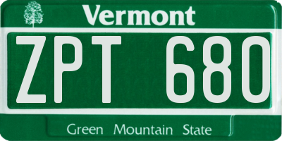 VT license plate ZPT680