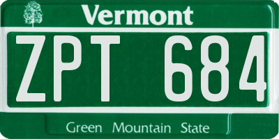VT license plate ZPT684