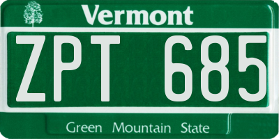 VT license plate ZPT685