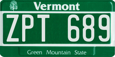 VT license plate ZPT689