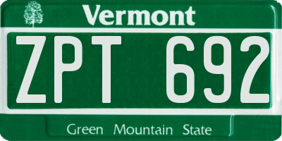 VT license plate ZPT692