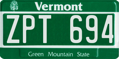 VT license plate ZPT694