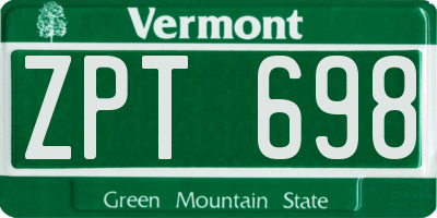 VT license plate ZPT698