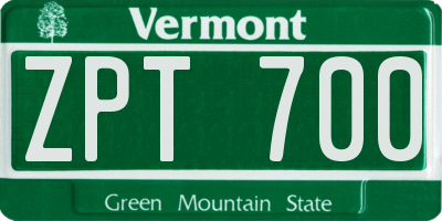 VT license plate ZPT700
