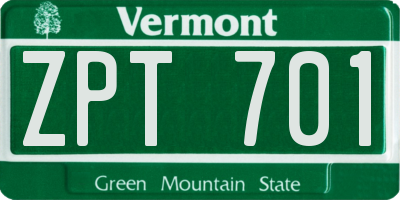 VT license plate ZPT701