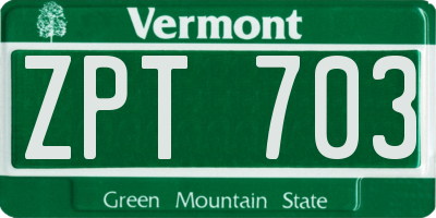 VT license plate ZPT703