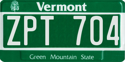 VT license plate ZPT704