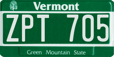 VT license plate ZPT705