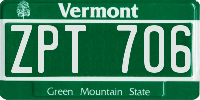 VT license plate ZPT706
