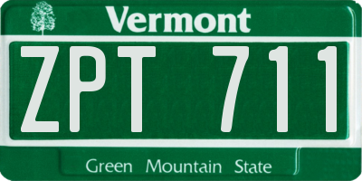 VT license plate ZPT711