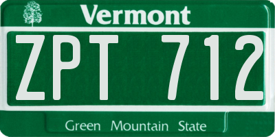 VT license plate ZPT712