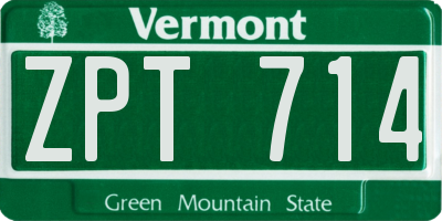 VT license plate ZPT714