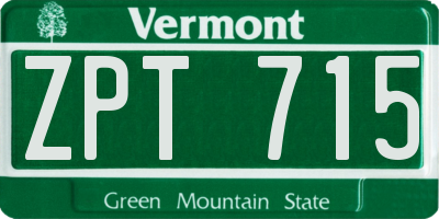 VT license plate ZPT715