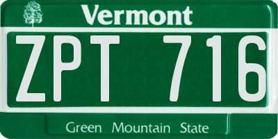 VT license plate ZPT716