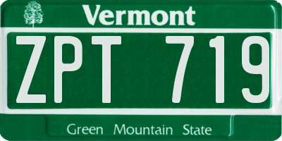 VT license plate ZPT719