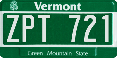 VT license plate ZPT721