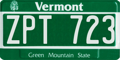 VT license plate ZPT723