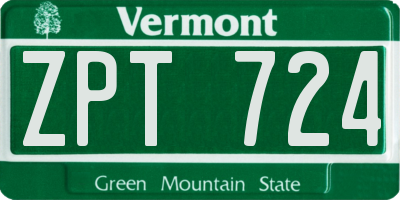 VT license plate ZPT724