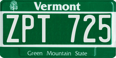 VT license plate ZPT725