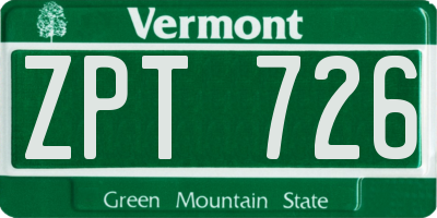VT license plate ZPT726