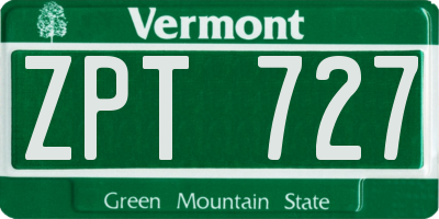 VT license plate ZPT727