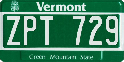 VT license plate ZPT729
