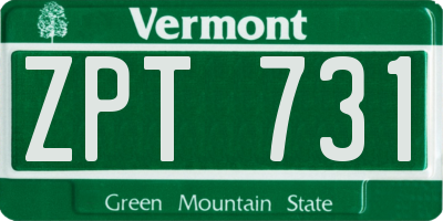 VT license plate ZPT731