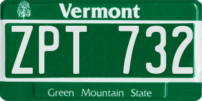 VT license plate ZPT732