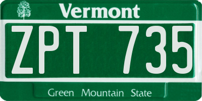 VT license plate ZPT735