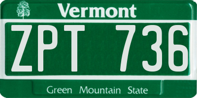 VT license plate ZPT736