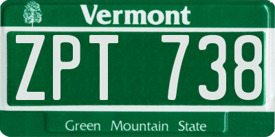 VT license plate ZPT738