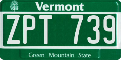 VT license plate ZPT739