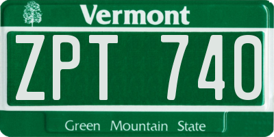 VT license plate ZPT740
